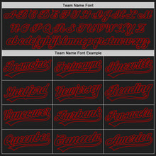 Load image into Gallery viewer, Custom Black Red 3D Pattern Design Curve Lines Authentic Baseball Jersey
