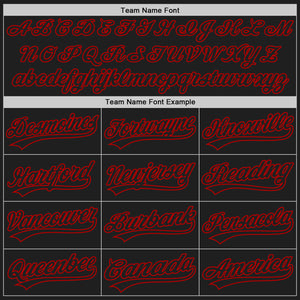 Custom Black Red 3D Pattern Design Curve Lines Authentic Baseball Jersey