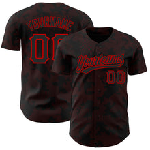 Load image into Gallery viewer, Custom Black Red 3D Pattern Design Curve Lines Authentic Baseball Jersey
