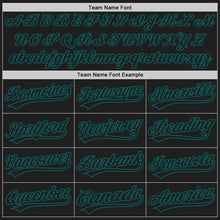 Load image into Gallery viewer, Custom Black Teal 3D Pattern Design Curve Lines Authentic Baseball Jersey
