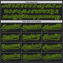 Load image into Gallery viewer, Custom Black Neon Green 3D Pattern Design Curve Lines Authentic Baseball Jersey
