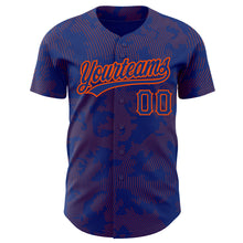 Load image into Gallery viewer, Custom Royal Orange 3D Pattern Design Curve Lines Authentic Baseball Jersey
