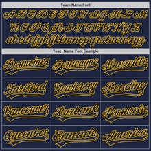 Load image into Gallery viewer, Custom Navy Gold 3D Pattern Design Curve Lines Authentic Baseball Jersey
