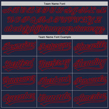 Load image into Gallery viewer, Custom Navy Red 3D Pattern Design Curve Lines Authentic Baseball Jersey
