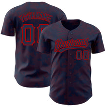 Load image into Gallery viewer, Custom Navy Red 3D Pattern Design Curve Lines Authentic Baseball Jersey
