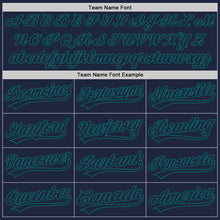 Load image into Gallery viewer, Custom Navy Teal 3D Pattern Design Curve Lines Authentic Baseball Jersey
