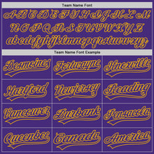 Load image into Gallery viewer, Custom Purple Gold 3D Pattern Design Curve Lines Authentic Baseball Jersey
