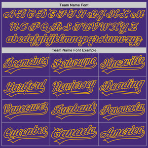 Custom Purple Gold 3D Pattern Design Curve Lines Authentic Baseball Jersey