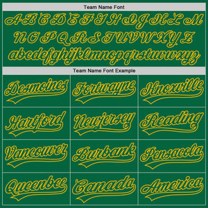 Custom Kelly Green Gold 3D Pattern Design Curve Lines Authentic Baseball Jersey