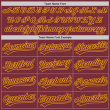 Load image into Gallery viewer, Custom Burgundy Gold 3D Pattern Design Curve Lines Authentic Baseball Jersey
