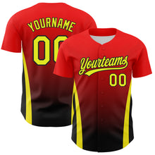 Загрузить изображение в средство просмотра галереи, Custom Red Neon Yellow-Black 3D Pattern Design Side Stripes Authentic Baseball Jersey
