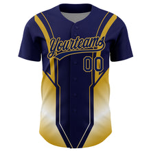 Charger l&#39;image dans la galerie, Custom Navy Old Gold 3D Pattern Design Side Stripes Authentic Baseball Jersey
