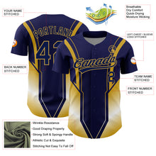 Charger l&#39;image dans la galerie, Custom Navy Old Gold 3D Pattern Design Side Stripes Authentic Baseball Jersey
