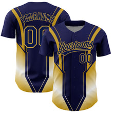 Charger l&#39;image dans la galerie, Custom Navy Old Gold 3D Pattern Design Side Stripes Authentic Baseball Jersey
