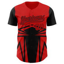 Load image into Gallery viewer, Custom Red Black 3D Pattern Design Side Sharp Edges Authentic Baseball Jersey
