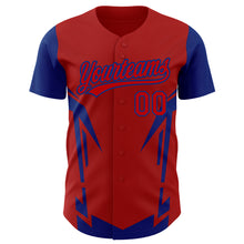 Load image into Gallery viewer, Custom Red Royal 3D Pattern Design Side Sharp Edges Authentic Baseball Jersey
