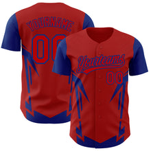 Load image into Gallery viewer, Custom Red Royal 3D Pattern Design Side Sharp Edges Authentic Baseball Jersey
