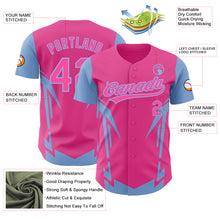 Load image into Gallery viewer, Custom Pink Light Blue 3D Pattern Design Side Sharp Edges Authentic Baseball Jersey
