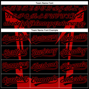 Custom Black Red 3D Pattern Design Side Sharp Edges Authentic Baseball Jersey