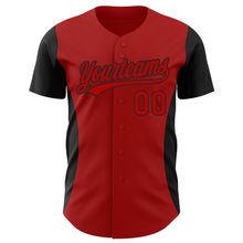 Загрузить изображение в средство просмотра галереи, Custom Red Black 3D Pattern Design Side Stripes Authentic Baseball Jersey
