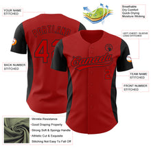 Загрузить изображение в средство просмотра галереи, Custom Red Black 3D Pattern Design Side Stripes Authentic Baseball Jersey
