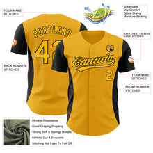 Charger l&#39;image dans la galerie, Custom Gold Black 3D Pattern Design Side Stripes Authentic Baseball Jersey
