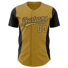 Charger l&#39;image dans la galerie, Custom Old Gold Black 3D Pattern Design Side Stripes Authentic Baseball Jersey
