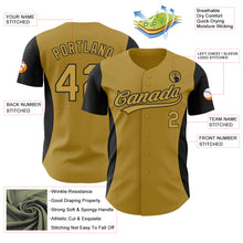 Charger l&#39;image dans la galerie, Custom Old Gold Black 3D Pattern Design Side Stripes Authentic Baseball Jersey
