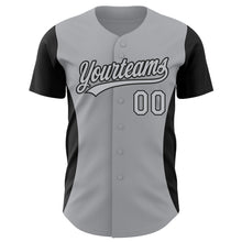 Charger l&#39;image dans la galerie, Custom Gray Black 3D Pattern Design Side Stripes Authentic Baseball Jersey
