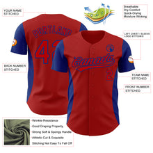 Загрузить изображение в средство просмотра галереи, Custom Red Royal 3D Pattern Design Side Stripes Authentic Baseball Jersey
