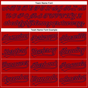 Custom Red Navy 3D Pattern Design Side Stripes Authentic Baseball Jersey