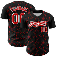 Загрузить изображение в средство просмотра галереи, Custom Black Red-White 3D Pattern Design Star Lines Authentic Baseball Jersey
