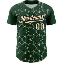 Загрузить изображение в средство просмотра галереи, Custom Green Cream-Black 3D Pattern Design Star Lines Authentic Baseball Jersey
