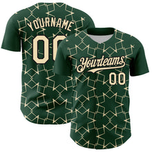 Загрузить изображение в средство просмотра галереи, Custom Green Cream-Black 3D Pattern Design Star Lines Authentic Baseball Jersey
