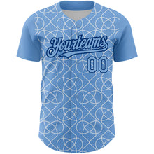 Load image into Gallery viewer, Custom Light Blue Black-White 3D Pattern Design Arabesque Shape Authentic Baseball Jersey
