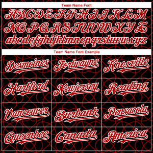 Custom Black Red-White 3D Pattern Design Arabesque Shape Authentic Baseball Jersey