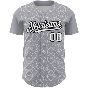 Custom Gray White-Black 3D Pattern Design Arabesque Shape Authentic Baseball Jersey