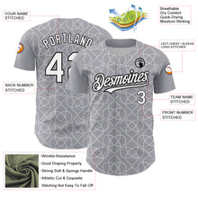 Load image into Gallery viewer, Custom Gray White-Black 3D Pattern Design Arabesque Shape Authentic Baseball Jersey
