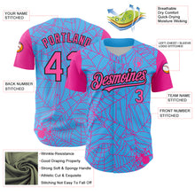 Load image into Gallery viewer, Custom Sky Blue Pink-Black 3D Pattern Design Spider Web Authentic Baseball Jersey
