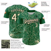 Load image into Gallery viewer, Custom Kelly Green Cream-Black 3D Pattern Design Spider Web Authentic Baseball Jersey
