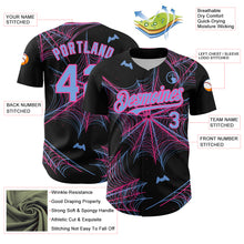 Load image into Gallery viewer, Custom Black Light Blue-Pink 3D Pattern Design Spider Web Authentic Baseball Jersey
