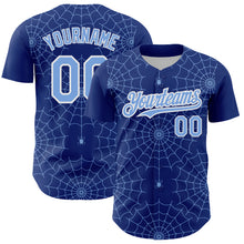 Load image into Gallery viewer, Custom Royal Light Blue-White 3D Pattern Design Spider Web Authentic Baseball Jersey
