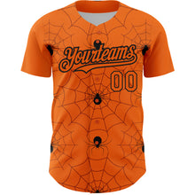 Load image into Gallery viewer, Custom Bay Orange Black 3D Pattern Design Spider Web Authentic Baseball Jersey
