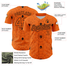 Load image into Gallery viewer, Custom Bay Orange Black 3D Pattern Design Spider Web Authentic Baseball Jersey
