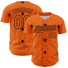 Load image into Gallery viewer, Custom Bay Orange Black 3D Pattern Design Spider Web Authentic Baseball Jersey
