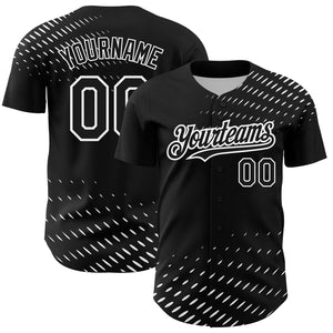 Custom Black White 3D Pattern Design Halftone Authentic Baseball Jersey