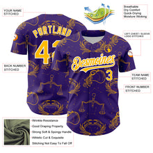 Load image into Gallery viewer, Custom Purple Gold-White 3D Pattern Design Zodiac Authentic Baseball Jersey
