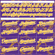 Load image into Gallery viewer, Custom Purple Gold-White 3D Pattern Design Zodiac Authentic Baseball Jersey
