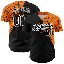 Load image into Gallery viewer, Custom Black Bay Orange-White 3D Pattern Design Spider Web Authentic Baseball Jersey
