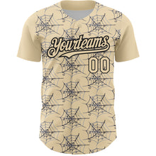 Load image into Gallery viewer, Custom Cream Black 3D Pattern Design Spider Web Authentic Baseball Jersey
